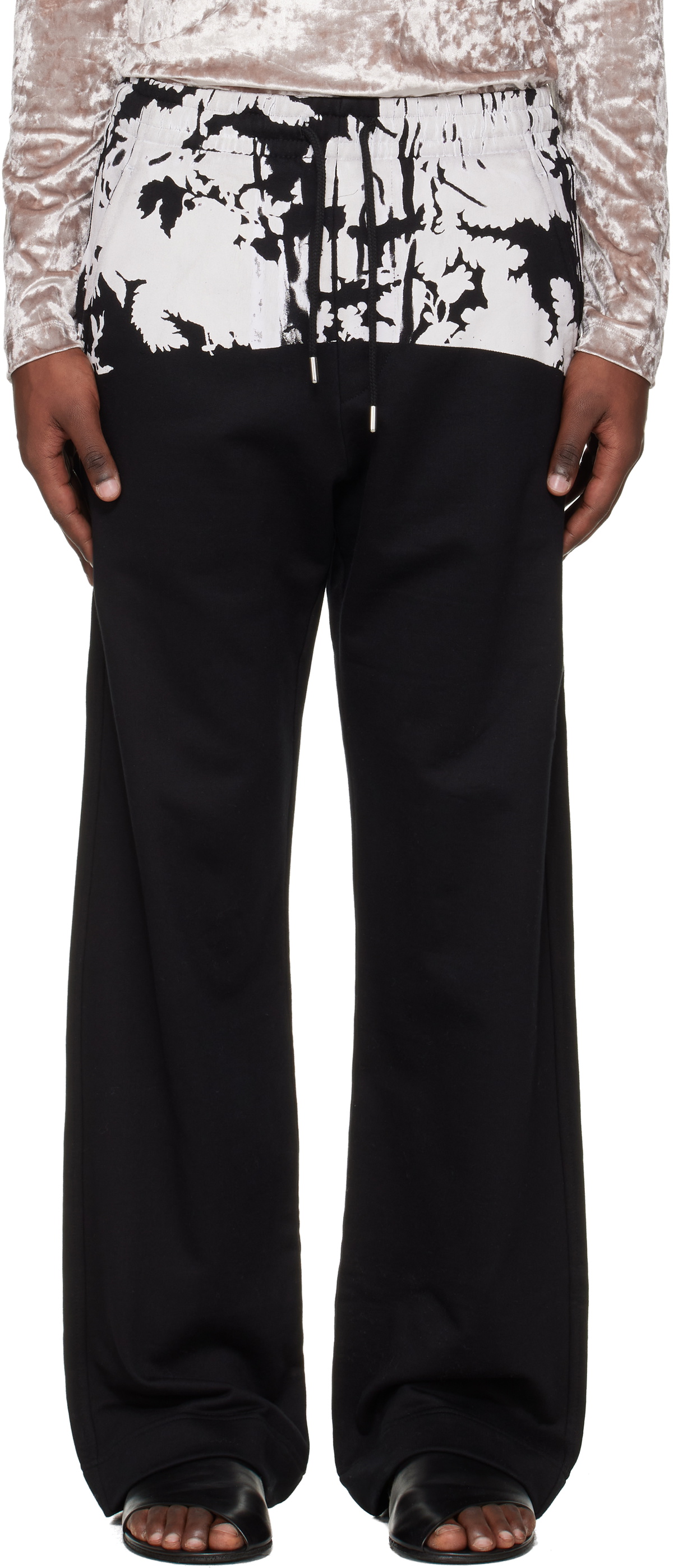 Dries Van Noten Black Printed Sweatpants