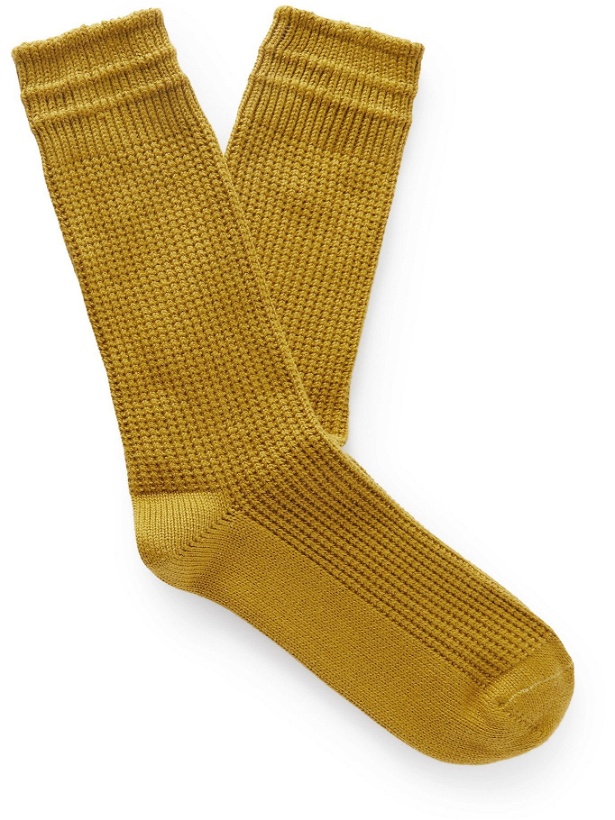 Photo: Thunders Love - Link Cable-Knit Cotton-Blend Socks