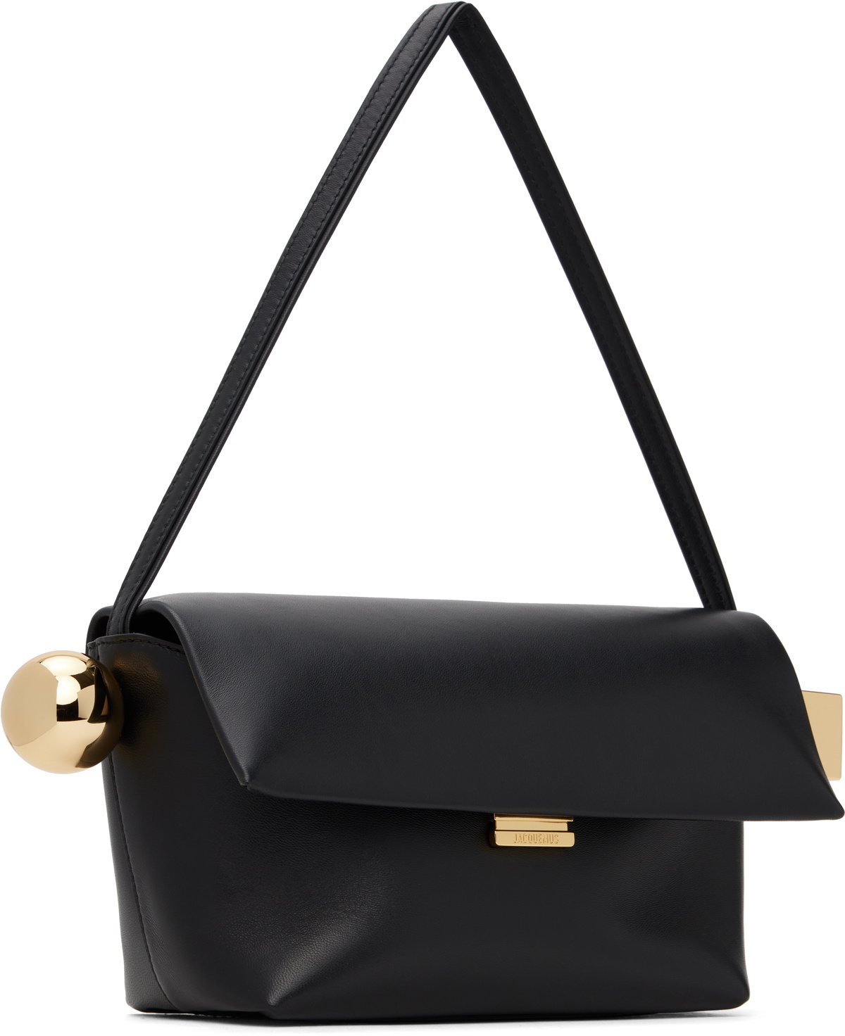 【JACQUEMUS】BLACK Rond Carre 折りたたみショルダーバッグ Le Rond Carre Leather Shoulder Bag | Neiman Marcus