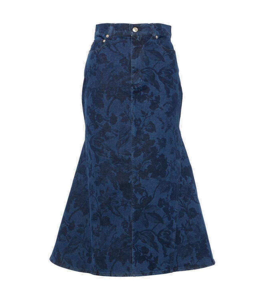 Erdem - Lacey floral denim midi skirt Erdem