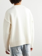 AMI PARIS - Logo-Intarsia Merino Wool Cardigan - Neutrals