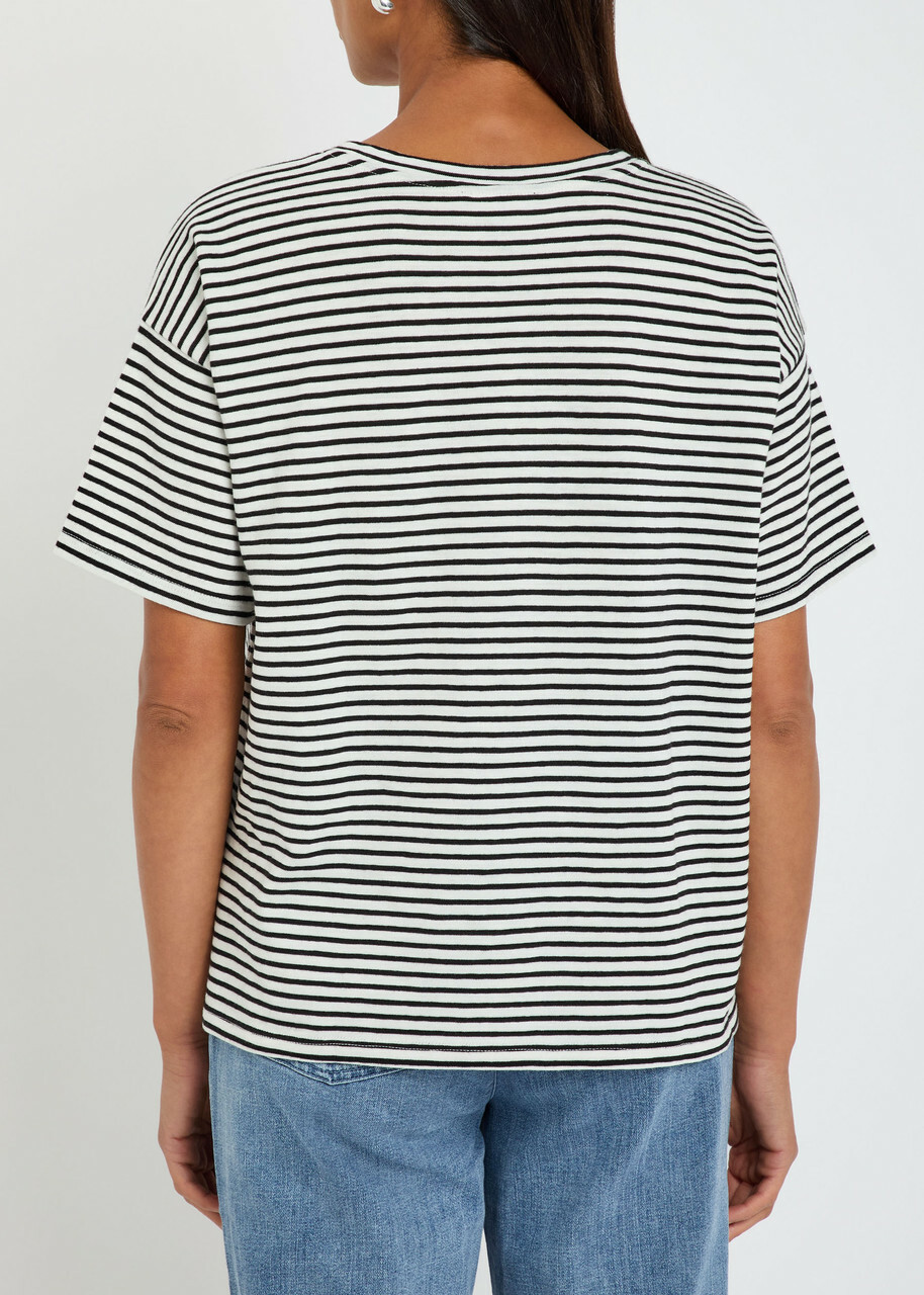 Eileen Fisher Striped Cotton-knit T-shirt Black And White