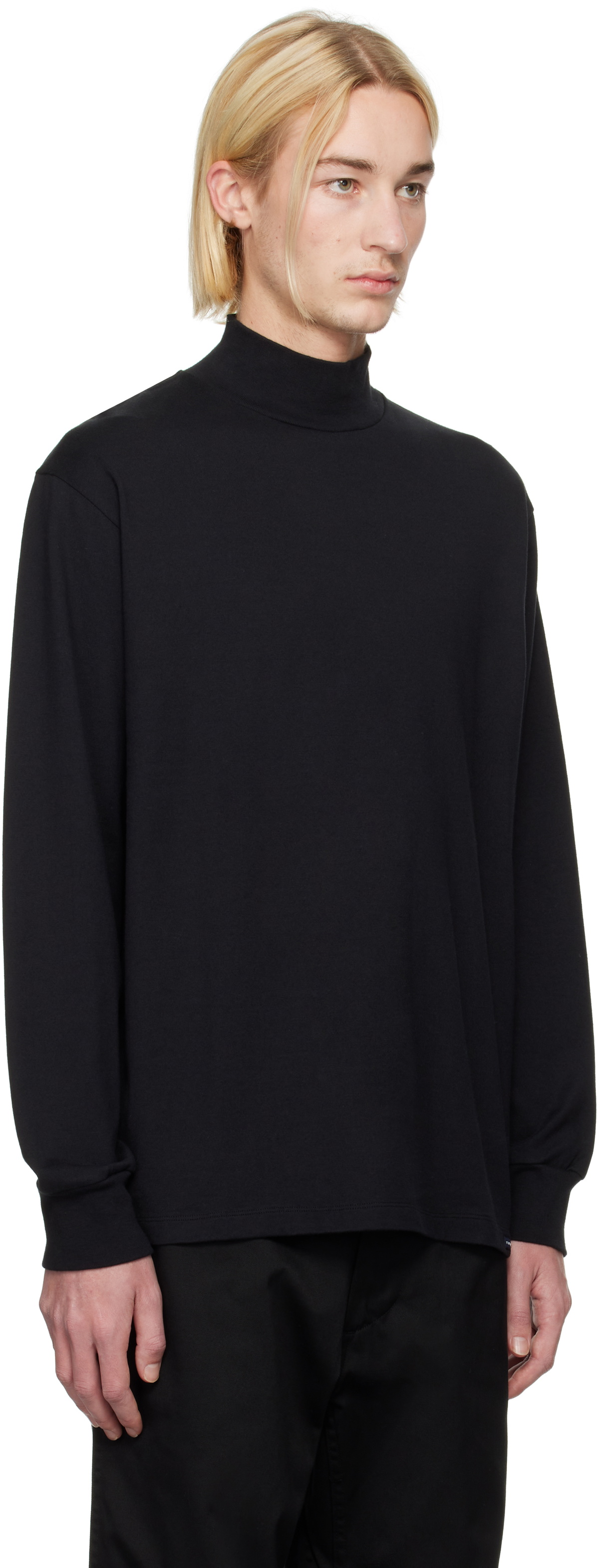 nanamica Black L/S Mock Neck T-shirt Nanamica