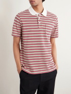 A.P.C. - Oscar Logo-Embroidered Striped Organic Cotton-Piqué Polo Shirt - Red