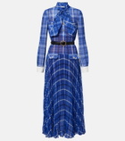 Self-Portrait Belted checked chiffon midi dress