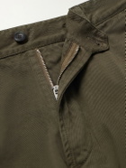 Drake's - Straight-Leg Peached Cotton-Twill Trousers - Green