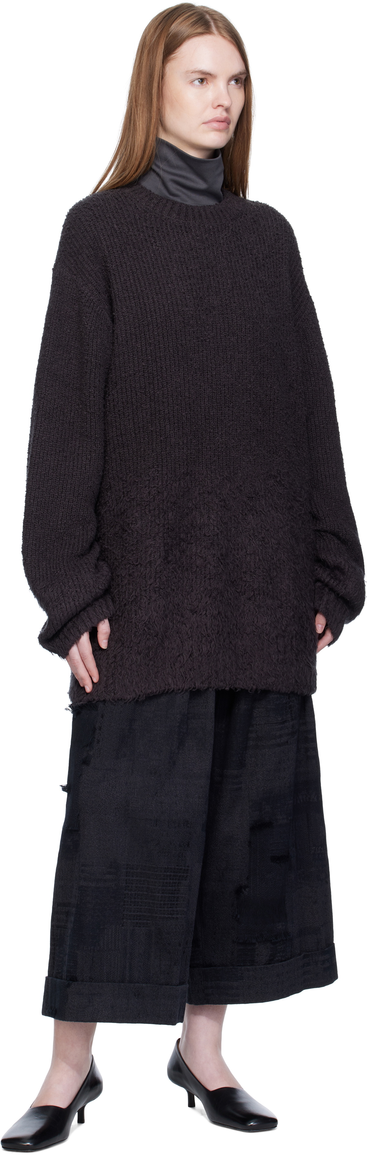 YOHJI YAMAMOTO Gray Gradation Round Neck Sweater