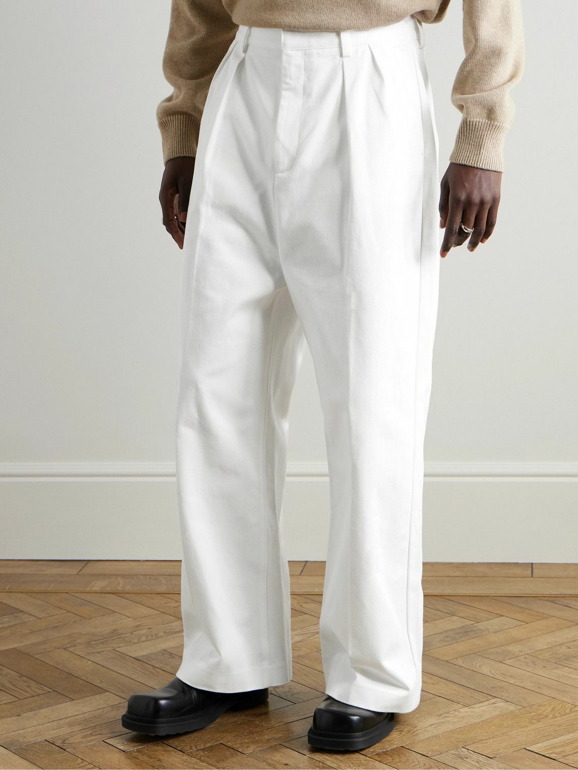 LOEWE - Straight-Leg Pleated Jeans - White