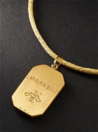 Carolina Bucci - Logo-Engraved Yellow and Blackened Gold and Lurex Pendant Necklace