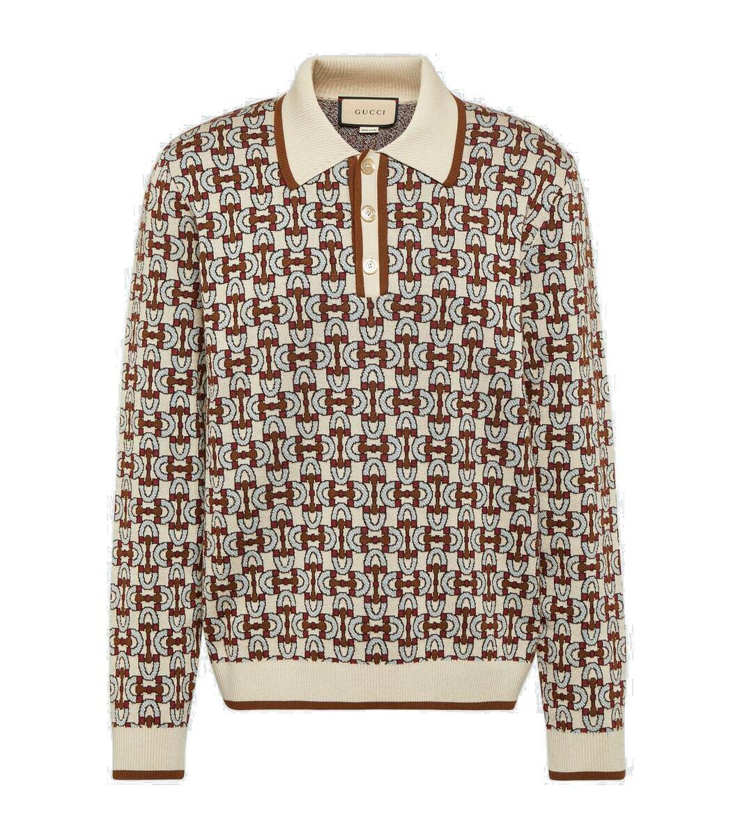 トップス GUCCI Horsebit Print Cotton Polo Shirt GUCCI Horsebit print cotton polo shirt | REVERSIBLE