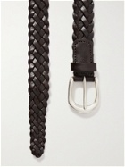 ANDERSON'S - 3.5cm Woven Leather Belt - Brown