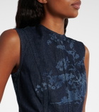 Erdem Embroidered cotton denim pencil dress