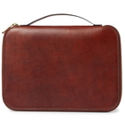 Brunello Cucinelli - Burnished Full-Grain Leather Pouch - Brown