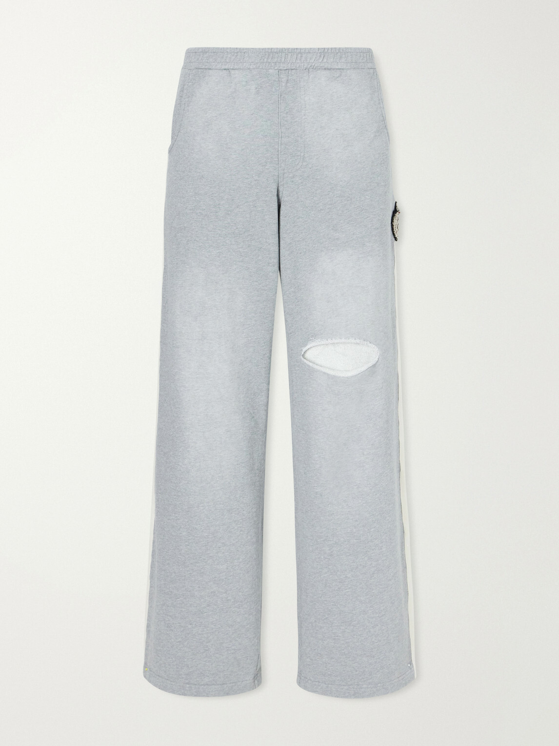 424 - Wide-Leg Distressed Cotton-Jersey Sweatpants - Gray