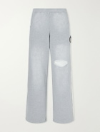 424 - Wide-Leg Distressed Cotton-Jersey Sweatpants - Gray
