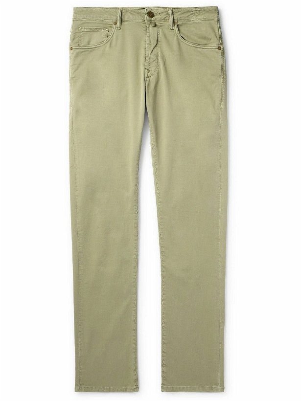 Photo: Incotex - Slim-Fit Cotton-Blend Trousers - Green