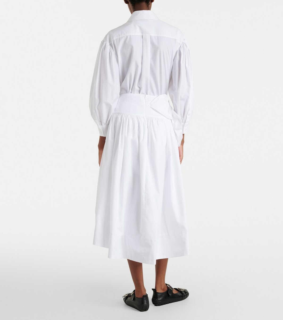Simone Rocha Floral-appliqué cotton poplin midi skirt