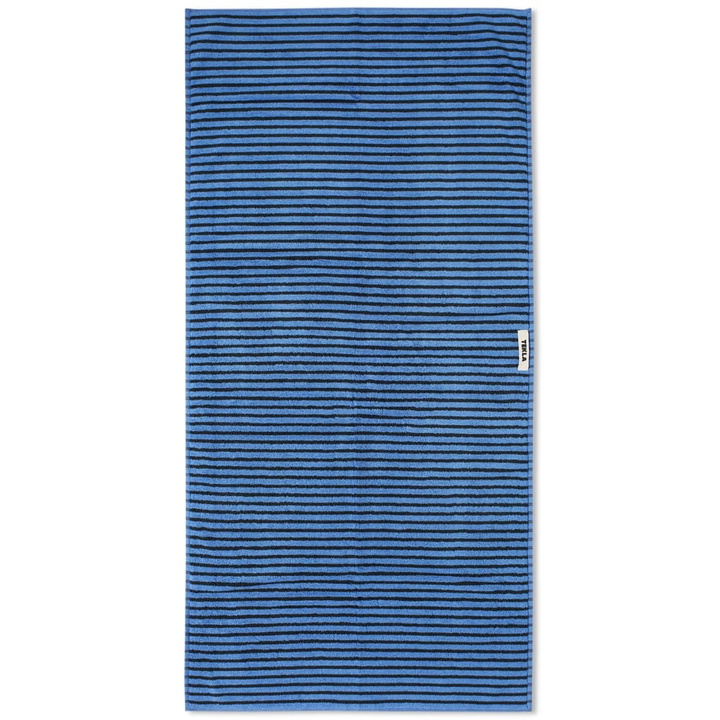 Photo: Tekla Fabrics Organic Terry Bath Towel in Blue/Black