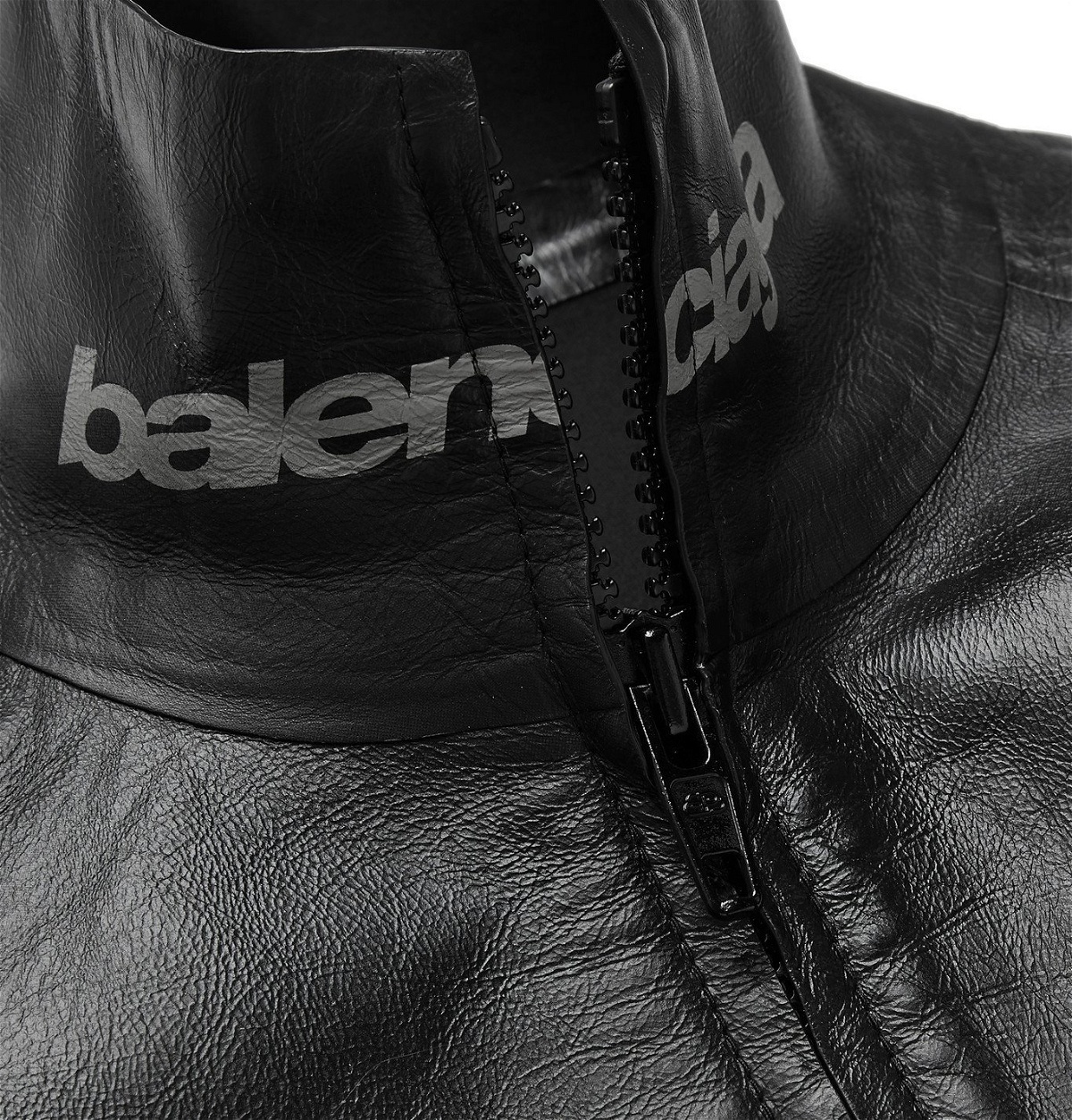 Balenciaga Printed Leather Biker Jacket In Black