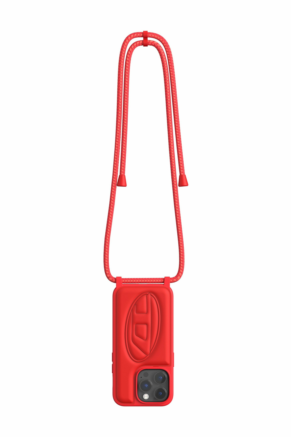 Diesel Necklace case oval D for i Phone 14 Pro - Phone cases with lanyard - Unisex - Red