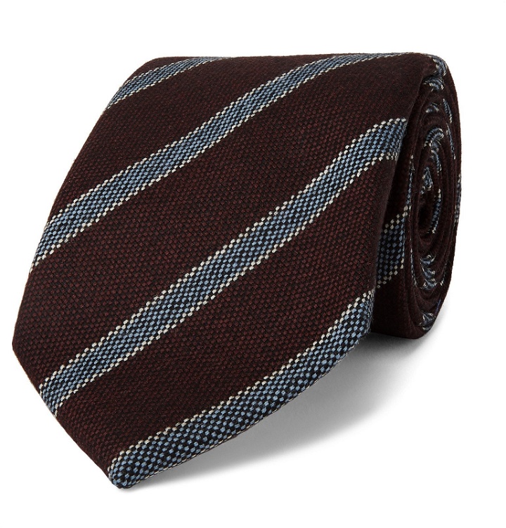 Photo: Bigi - 8cm Striped Wool Tie - Burgundy