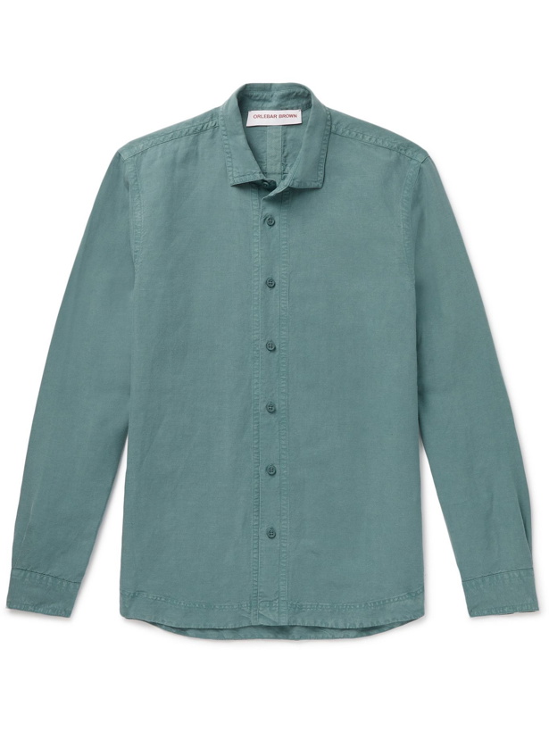 Photo: ORLEBAR BROWN - Giles Garment-Dyed Lyocell and Linen-Blend Shirt - Green