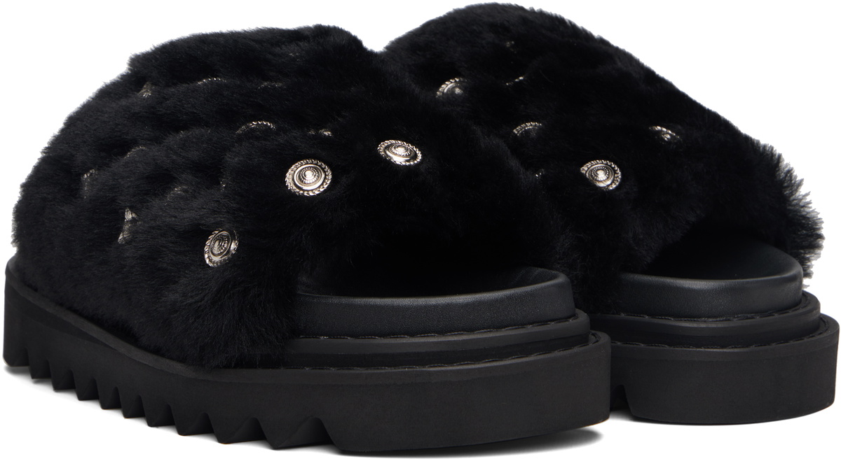 Toga Pulla Black Fur Concho Slippers