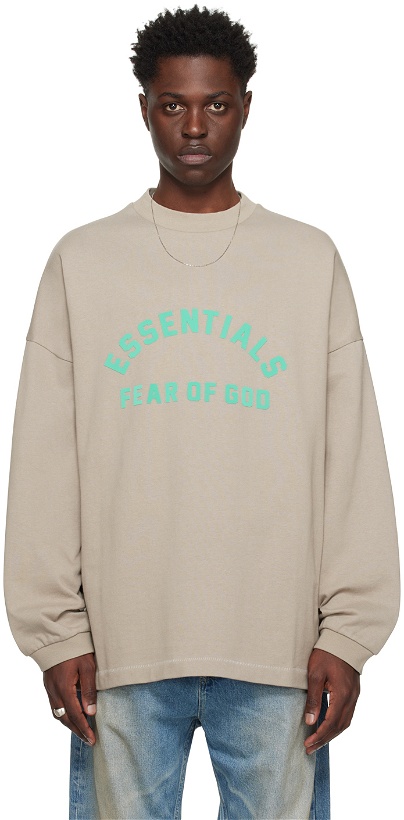 Photo: Fear of God ESSENTIALS Gray Bonded Long Sleeve T-Shirt