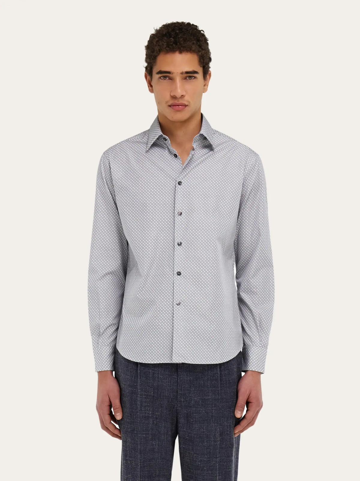 Ferragamo Mens Micro-patterned shirt in White