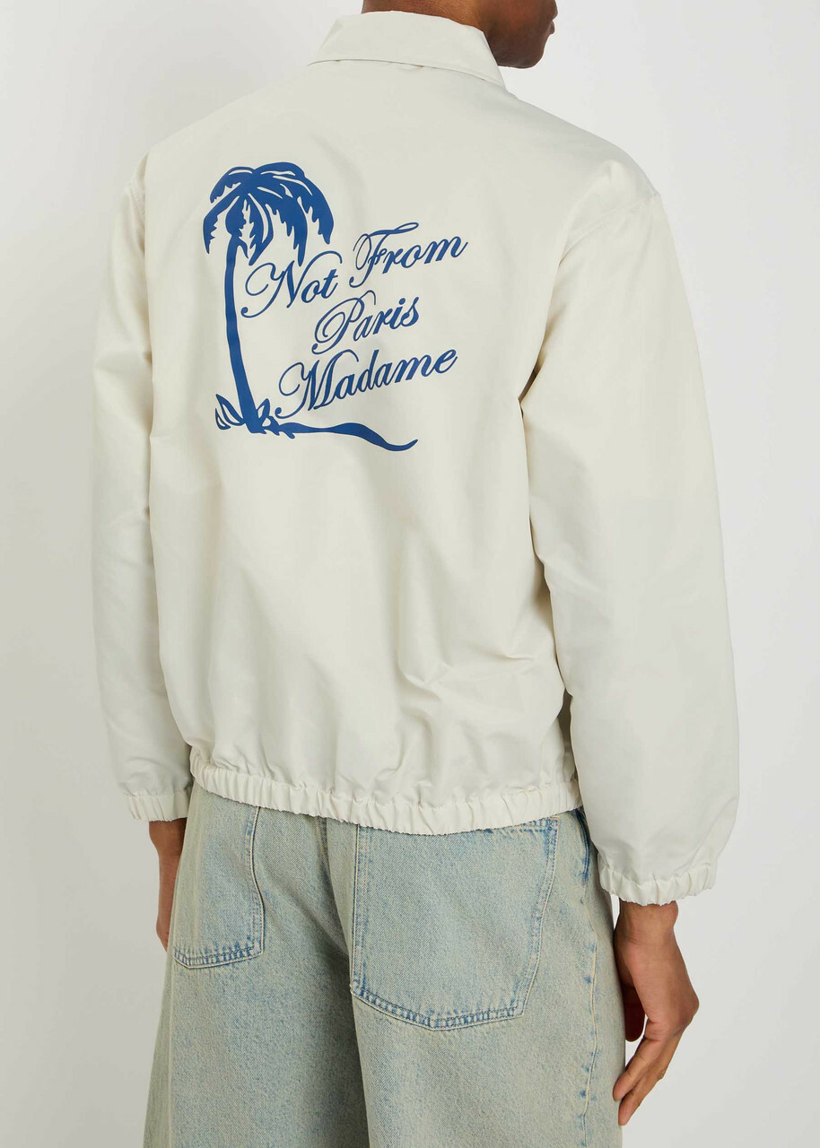 DRÔLE DE Monsieur Veste Slogan Palmier Printed Jacket Off White
