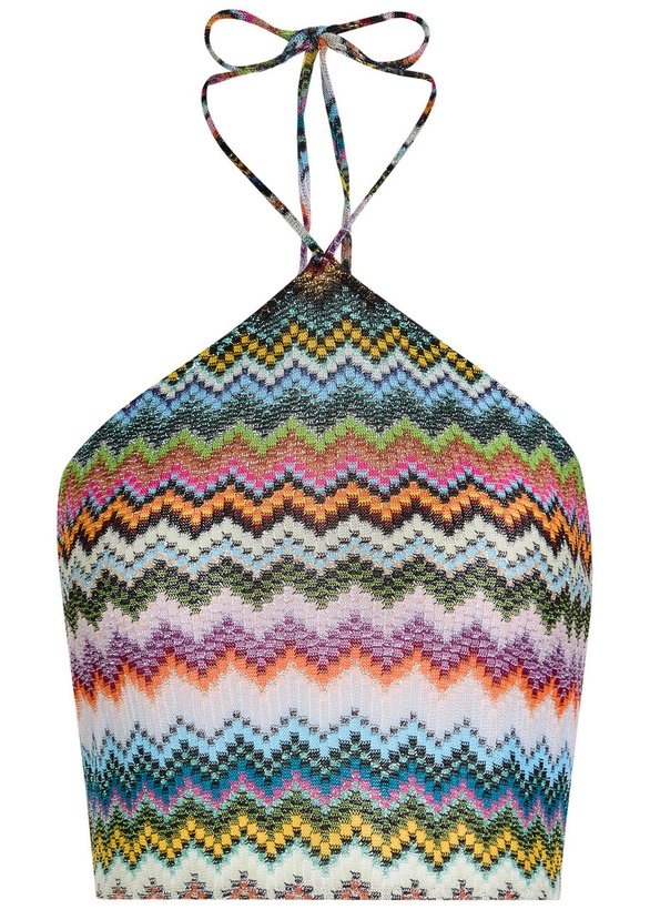 Photo: Missoni Zigzag Halterneck Metallic-knit top Multicoloured