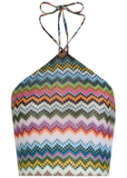 Missoni Zigzag Halterneck Metallic-knit top Multicoloured