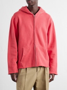 Les Tien - Garment-Dyed Distressed Cotton-Jersey Zip-Up Hoodie - Red