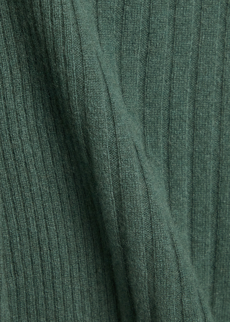 Paige Kato Puff-sleeve Ribbed Cashmere top Green
