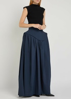 A.W.A.K.E Mode Basque Pleated Wide-leg Wool-blend Trousers Navy