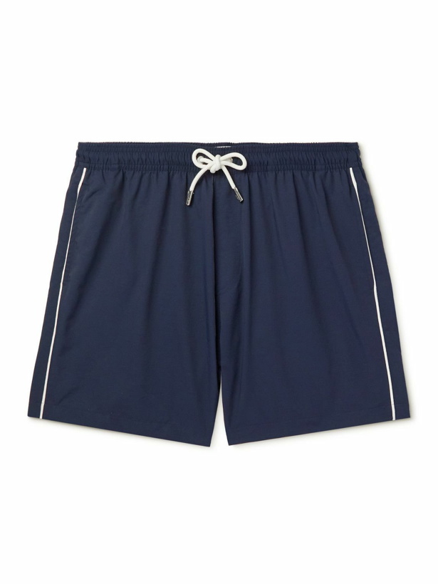 Photo: Mr P. - Straight-Leg Mid-Length Swim Shorts - Blue