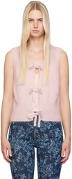 GANNI Pink Tie String Vest