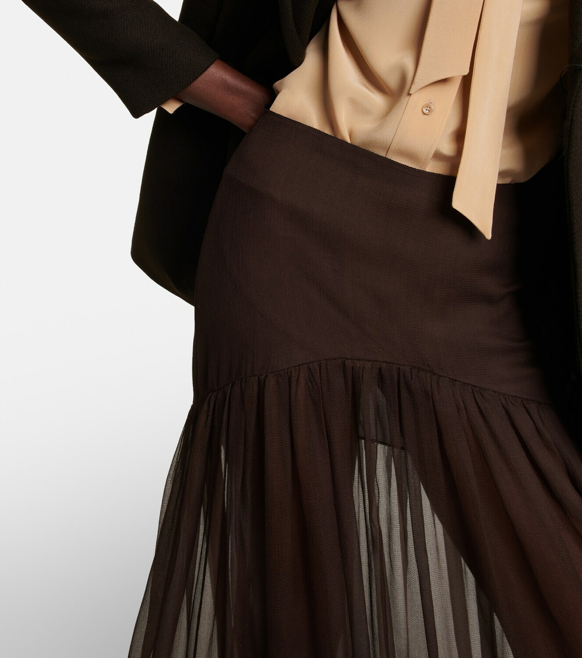 【関税＆送料込み】Saint Laurent Maxi Ruffle Skirt Saint Laurent - Ruffle-trimmed silk maxi skirt Saint Laurent