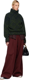 Dries Van Noten Navy & Green Jacquard Turtleneck