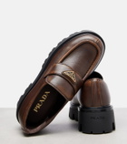 Prada Logo leather platform loafers