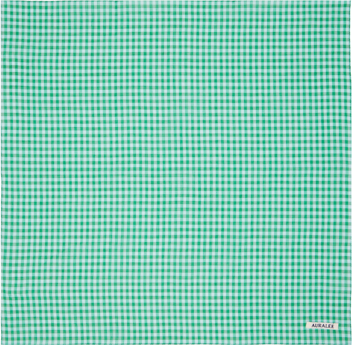 AURALEE Green Airy Light Cotton Check Scarf Auralee