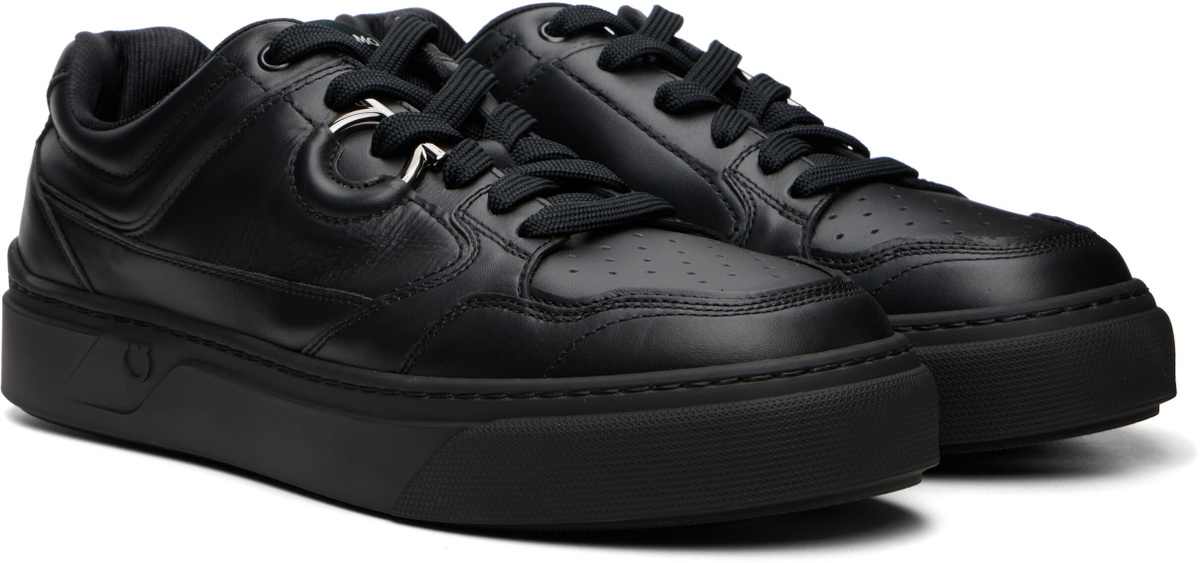 Ferragamo Black Gancini Leather Sneakers
