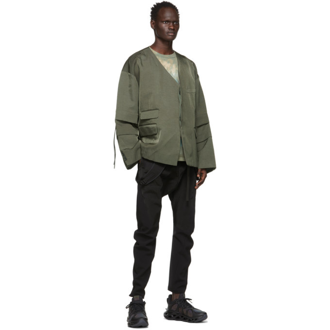 JERIH Khaki No Collar Jacket