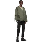 JERIH Khaki No Collar Jacket