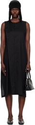 Y's Black S-Asymmetric Button Midi Dress