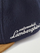Rhude - Automobili Lamborghini Logo-Appliquéd Embroidered Suede-Trimmed Wool-Blend Trucker Cap