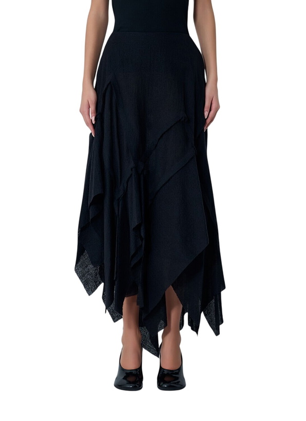 Photo: Yohji Yamamoto Gauzed Frilled Midi Skirt