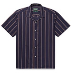 Gitman Vintage - Camp-Collar Striped Cotton and Silk-Blend Shirt - Men - Navy