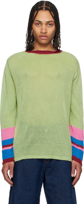 Photo: Edward Cuming Green & Red Half Moon Linen Sweater