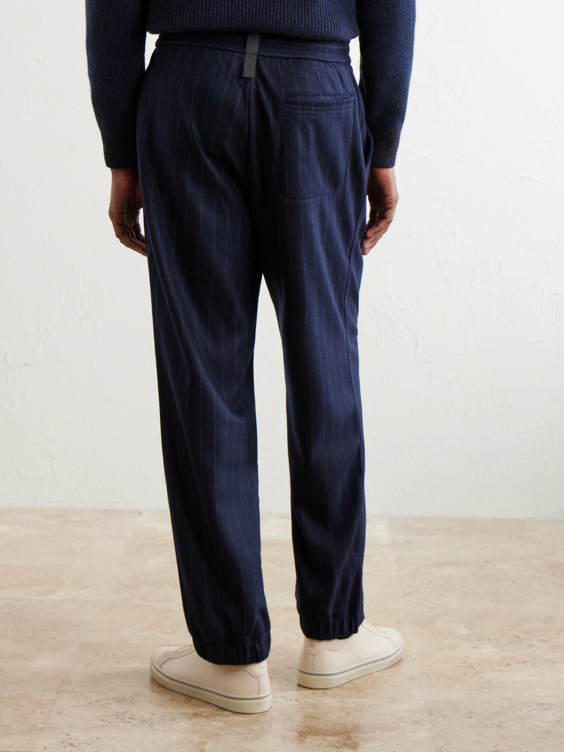 SEASE - Tapered Pinstriped Wool-Blend Trousers - Blue